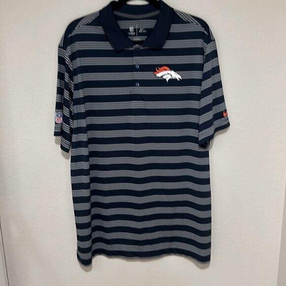Nike Mens Blue White Stripes NFL‎ On Feild Apparel Dri-Fit Polo Shirt XL - Picture 1 of 7